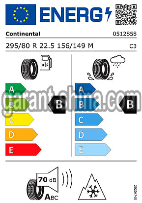 Continental Conti Coach HA5 (универсальная) 295/80 R22.5 156/149M 16PR (автобусная) - Фото Европейских характеристик